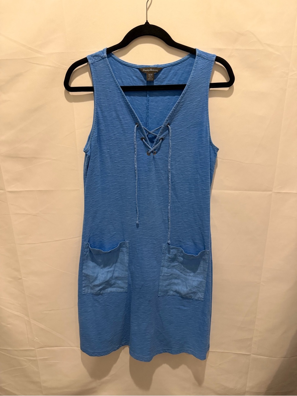 Tommy Bahama Blue Lace-Up V-Neck Sleeveless Swim Coverup size M.vacation,beach